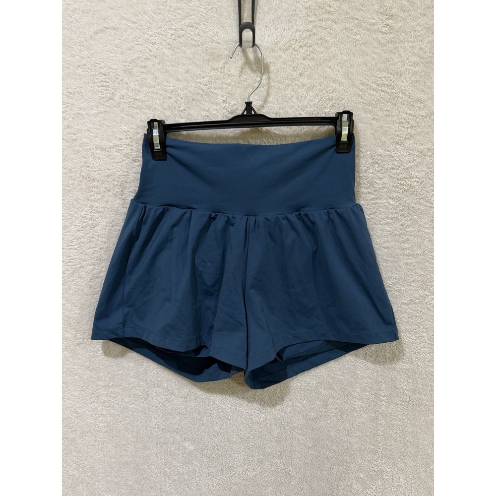 Halara SoftlyZero Airy Super High Waist 2-in-1 Yoga Shorts 3'' Medium Teal Blue
